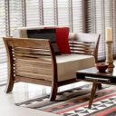 Custom Decor Sheesham Sofa Set for Living Room Wood Furniture | Office | Wooden Sofa Set 1+1 | Walnut Brown (1+1)...