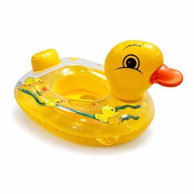 Cute Duck Inflatable Swim Ring Baby Pool Float with Seat, Lightweight Backrest Support 