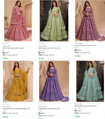 Upto 85% OFF - Cute Fellow Womens Lehenga Cholis