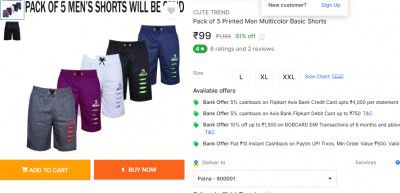 CUTE TREND Pack of 5 Printed Men Multicolor Basic Shorts