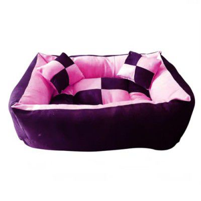 Cutepups Rectangle Shapes and Reversible Soft Velvet Dog Bed for Sleeping and Non-Slip Bottom Pet Bed for Dogs (Small Size Pink/Black Color) (S)