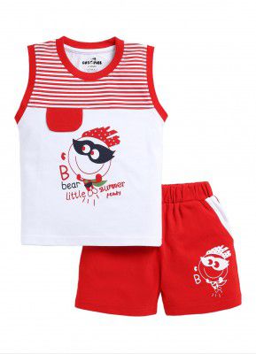 CUTOPIES Boys Black Sleeveless Tshirt and Short Set (Pack of 1) Baby Boys' Clothing Sets