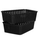 Cutting EDGE Basket Mini Plastic Storage Organizer Durable with Handles (Set of 2, Black)...