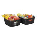 Cutting Edge Essentials Small Woven Plastic Storage Basket Set of 2, Multipurpose Home Organizer, Black...