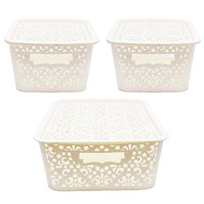 Cutting EDGE Turkish Basket (1 x Medium, 2 x Small) with Lid for Storage Baskets