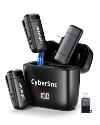 Cybersnc Wireless Mic for Youtubers, Wireless Microphone Noise Cancellation Type-C Android & iPhone Includes Charging Case(Singel Channel Universal Version)