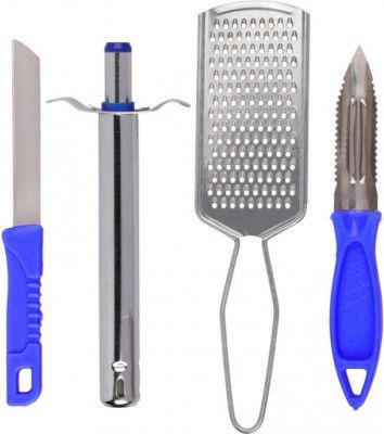 CYBOX 4 in 1 combo gas lighter, vegetable knife, peeler, grater stainless steel combo (multi color) Steel Gas Lighter  (Steel, Pack of 1)