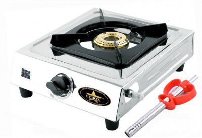 CYBOX Heavy 304-grade Sainless Steel Body Single Gas Stove Stainless Steel Manual Gas Stove (1 Burners)