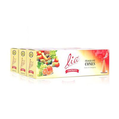Cycle Pure Lia Samtrupti Fragrant Dry Dhoop Cones - 192 Cones with Free Cone Holder | Pack of 3 (64 Cones/Pack)
