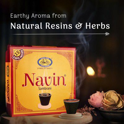 Cycle Pure Navin Sambrani Dhoop Cups for Pooja (60 pcs) | Pack of 4 (15 Cups/Pack + 1 Burner Plate/Pack)