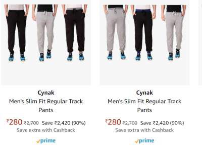 Cynak Men's Track Pants Upto 90% Off