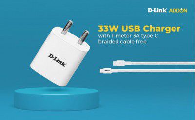 D-Link 33W Dual Port Fast Charger Type-C & Usb-A (60W) Cable-White