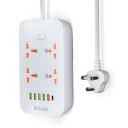 D-Link Power Strip with 4 Universal Sockets with Child Security + 5 USB Ports + 1 Type-C Port, High Temperature Fuse Protector, 1500W with 2 Meter Cable...