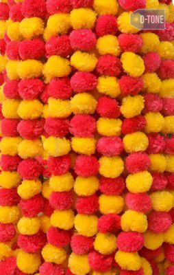D-tone Decorative Marigold Garland Mala Artificial Flower Genda Phool 5 Feet Long for Decoration, Home, Wedding, Festivals, Durga Pooja, Diwali, Ganesh Chaturthi