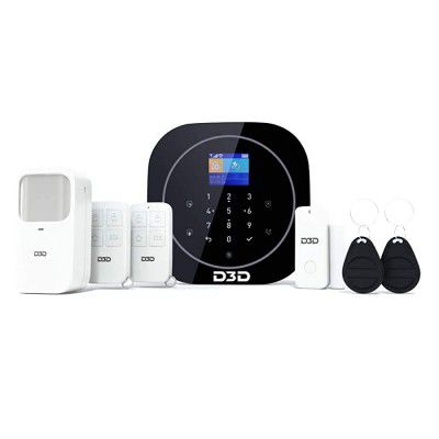 D3D Wireless Smart Home Security System | Motion Detection Sensor | Door Security Sensor | WiFi and GSM Dual Protection Intruder Alarm System |Model ZX-G12 (Black)