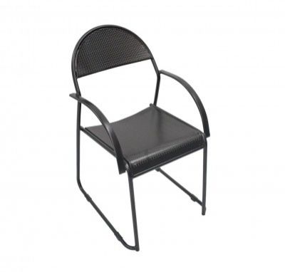 Da URBAN® 1 Seater Metal Chair with Arm Chair (Black)