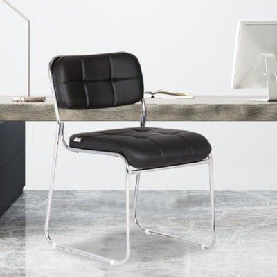 Da URBAN Auston Leatherette | Heavy Duty Metal Frame| Visitor/Guest Chair Without Arms (Black)
