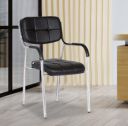 Da URBAN® Barfi Leatherette | Heavy Duty Metal Frame| Visitor/Study/Office Chair with Arms (Black)...