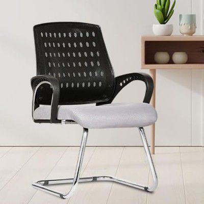 Da URBAN Boom 03 Medium Back Mesh Visitor Chair | Heavy Dutty Cantilever Frame | Office Visitor/Study/Sitting| Professional Look Ergonomic Chair (Grey)
