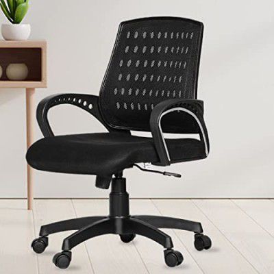 Da URBAN® Boom 03 Mid-Back Revolving Mesh Ergonomic Chair for Home & Office with Tilt Lock Mechanism, Armrest & High Comfort Seating (Black)