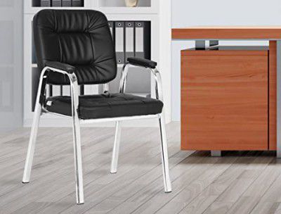 Da URBAN® Dalton Leatherette | Heavy Duty Metal Frame| Visitor/Study/Office Chair with Arms (Black)