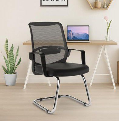 Da URBAN® Dysen Mid Back Mesh Visitor Chair | Heavy Duty Metal Frame | Office Visitor/Study/Waiting Room Sitting Chair| Professional Look Ergonomic Chair (Black)