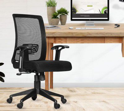 Da URBAN® Elite Mid-Back Revolving Mesh Ergonomic Chair for Home & Office with Tilt Lock Mechanism, Armrest & High Comfort Seating (Black)