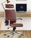 Da URBAN Gravel High Back Revolving Ergonomic Home & Office Head Support Leatherette Office Arm Chair (Brown)...