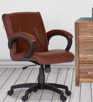 Da URBAN® Haven Mid-Back Swivel Computer Office Chair with Armrests, Ergonomic Leatherette-Padded Desk Chair (Brown)