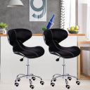 Da URBAN® Horse Pack of 2 Height Adjustable & Revolving Bar Stool/Kitchen Chair with Wheels (Black)...