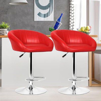 Da URBAN® Mini Pack of 2 Height Adjustable & Revolving Bar Stool/Kitchen Chair (Red)