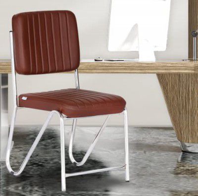 Da URBAN® Norton Leatherette | Heavy Duty Metal Frame| Visitor/Guest Chair with Heavy Frame Without Arms in Brown