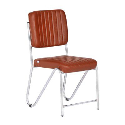 Da URBAN® Norton Leatherette | Heavy Duty Metal Frame| Visitor/Guest Chair with Heavy Frame Without Arms in Tan