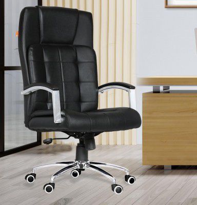 [EXtra ₹3629 OFF] Da URBAN® Richmond High Back Revolving Leatherette Ergonomic Home & Office Executive Chair with High Comfort Seating, Height Adjustable Seat & Heavy Duty Metal Base (Black)