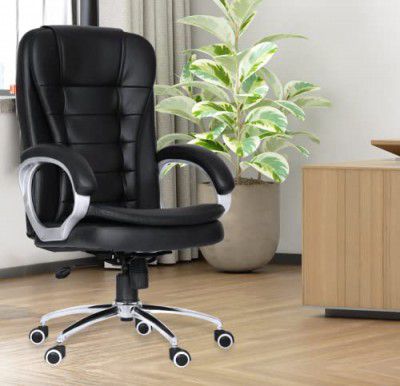 Da URBAN® Windsor High Back Revolving Leatherette Ergonomic Home & Office Executive Chair with 3 Years Warranty, High Comfort Seating, Height Adjustable Seat & Heavy Duty Metal Base (Black)