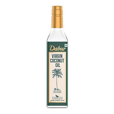 Dabur 100% Natural, Cold Pressed Virgin Coconut Oil | Unrefined, No Trans Fat, 60% MCT | Anti-spillage bottle - 500ml
