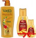 Dabur Almond Hair Oil - 700ml with Vatika Naturals Ayurvedic Shampoo - 640ml  (2 Items in the set)...