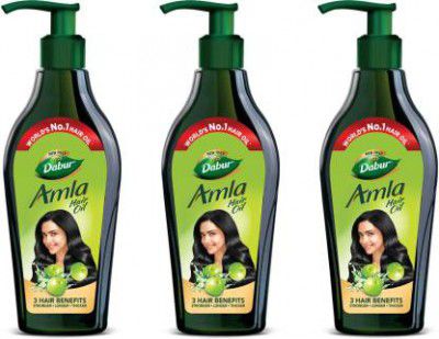 Dabur Amla Hair Oil for Long, Healthy and Strong Hair, 550 ml (Pack of 3 | 1650 ml)