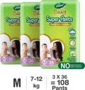 Dabur Baby Super Pants | Diaper Infused with Aloe Vera, Shea Butter & Vitamin E | Insta-Absorb Technology - M  (108 Pieces)...