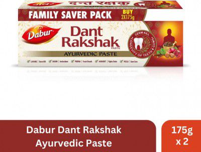 Dabur Dant Rakshak Ayurvedic Paste | Flouride Free | For Complete Family Toothpaste (350 g, Pack of 2)