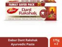 Dabur Dant Rakshak Ayurvedic Paste | Flouride Free | For Complete Family Toothpaste (350 g, Pack of 2)...