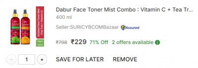 Dabur Face Toner Mist Combo (400 ml)