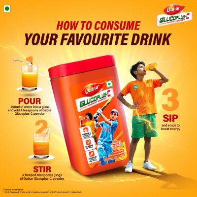 Dabur Glucoplus-C Instant Energy (Orange) - 400g Jar