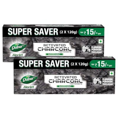 DABUR Herb'L Activated Charcoal Toothpaste 480G (120G x4, Pack of 4)
