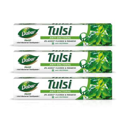 DABUR Herb'L Tulsi - Anti Bacterial Toothpaste - 600 gm (200 gm X 3)