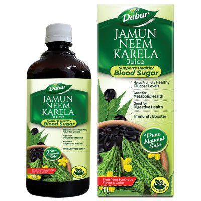 Dabur Jamun Neem Karela Juice - 1L | Helps Control Blood Sugar Level & Reduces Bad Cholesterol | Good for Metabolic & Digestive Health