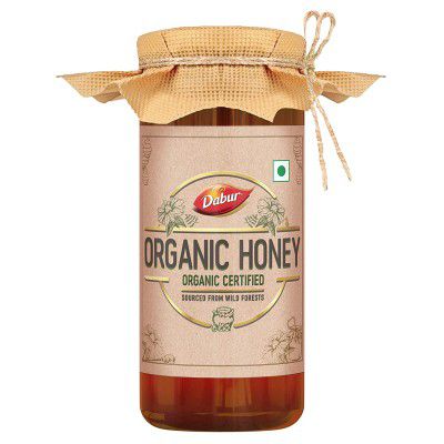 Dabur Organic Honey | 100% Pure and Natural | NPOP Organic Certified | Raw , Unprocessed , Unpasteurized Honey | No Sugar Adulteration – 500gm