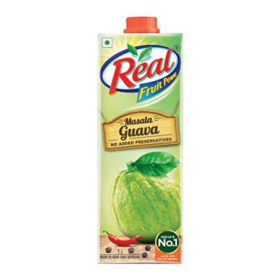 DABUR Real Masala Guava Fruit Nectar Juice - 1L | No Added Preservatives, Artificial Colours & Flavours | Goodness of Best Guavas with Chatpata Masala | Tasty, Refreshing & Energizing