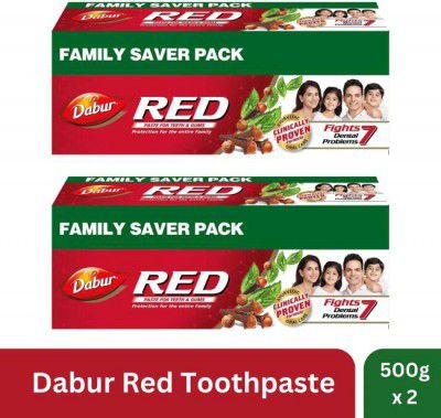Dabur Red Ayurvedic Paste (Combo Pack 1+1, 500g each) Toothpaste (1000 g, Pack of 2)