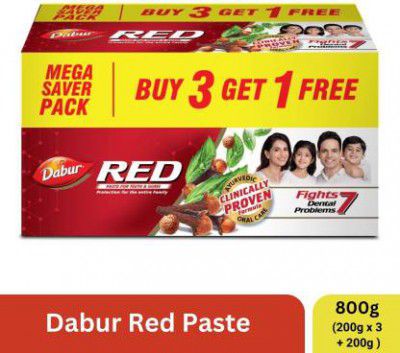 Dabur Red Ayurvedic Paste Toothpaste (600 g, Pack of 3)